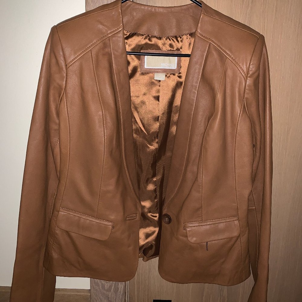 Michael Kors Brown Leather Jacket